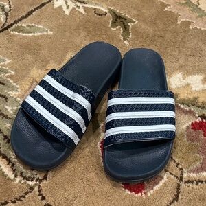 Women's Navy and White Slide Sandals